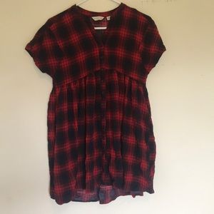 Short sleeve flannel dress